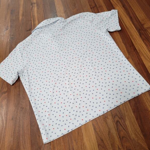 Johnston & Murphy White Polo Shirt with Blue and Red Accents - Picture 3 of 8